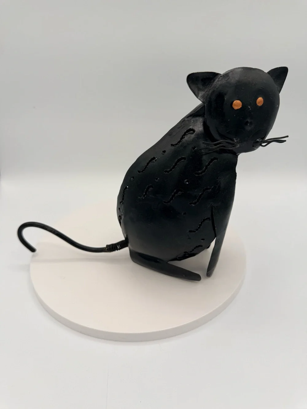 Vintage Black Decorative Metal Cat Tea Light Holder